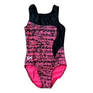 GK Elite Gymnastics Leotard Size Child Med Pink and Black